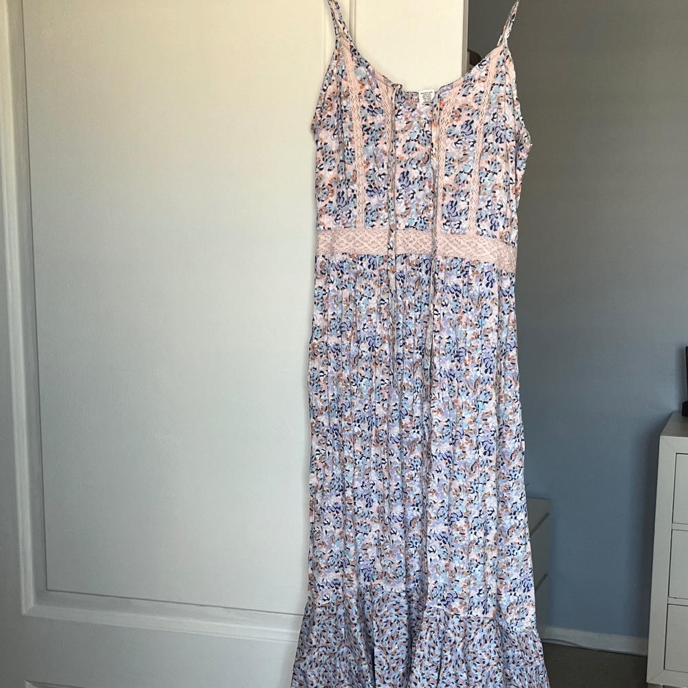 Japna Women's Dress Boho Long Maxi Pink Blue Floral SMALL